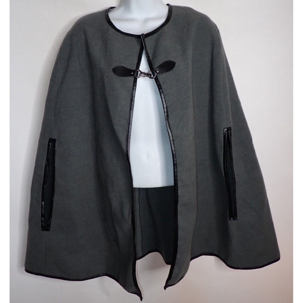 Torrid Gray with Black Faux Leather Trim Cape One Size Classic